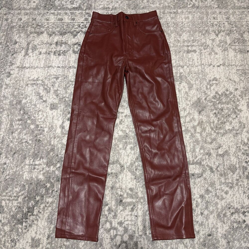 Annie Bing Leather Pants Burgundy 34